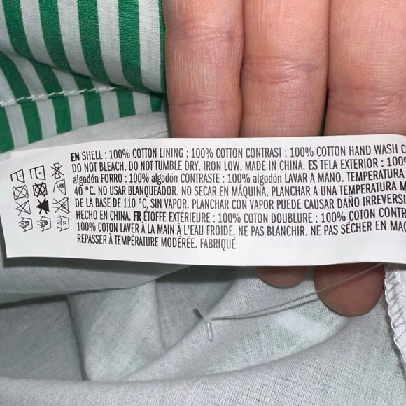 English Factory Green Striped Binded Wide Sleeve Mini Shirt Dress Size Medium - Picture 6 of 14